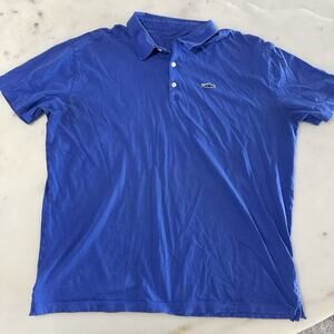 Patagonia Men's XXL 100% Organic Cotton Blue Worn Wear Polo Shirt Short Sleeve